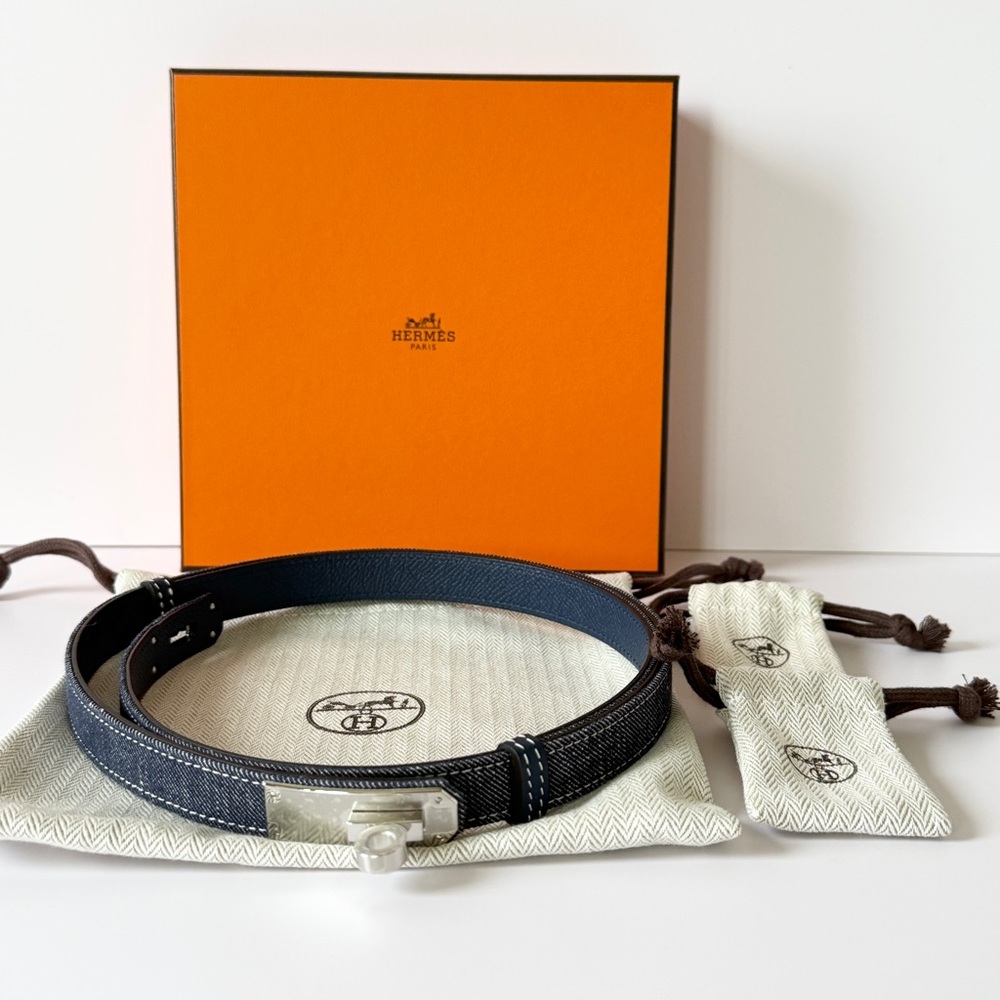 Hermes Kelly 18 Belt in Denim